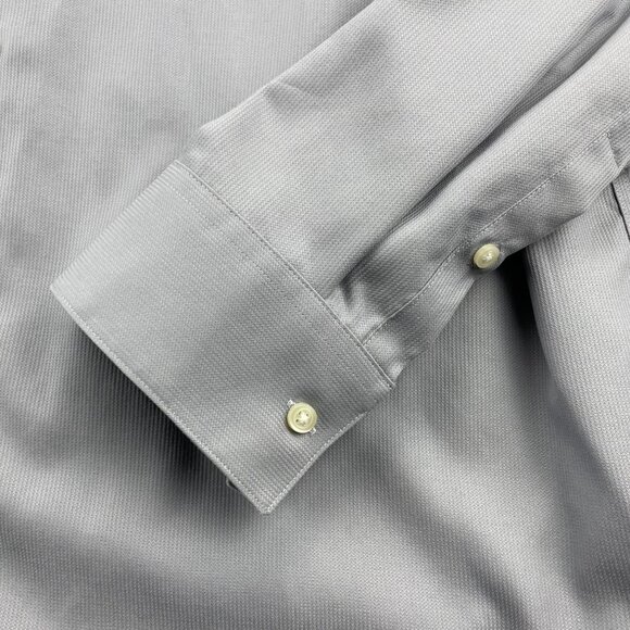 Calvin Klein Button Up Shirt Men 18 36/37 Gray Slim Fit Non-Iron Dress Formal - Picture 2 of 7